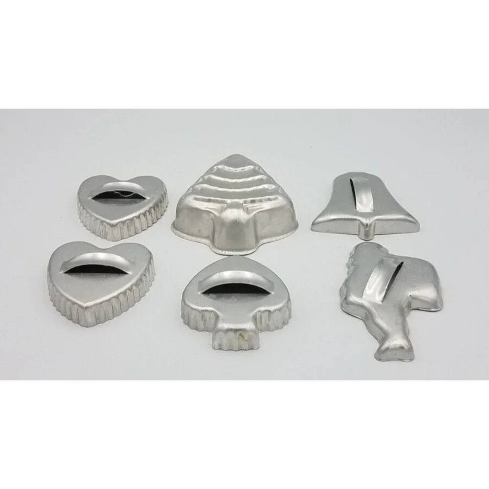 Vintage Lot of 6‎ Aluminum Metal Cookie Cutters Various Seasons